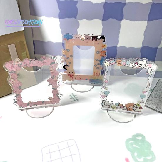 Skiltstativ Ornament - Akryl med uregelmessig bølgekant, Omgivende blomstermønster, 3-tommers album fotokortstativ, Husholdningsbruk