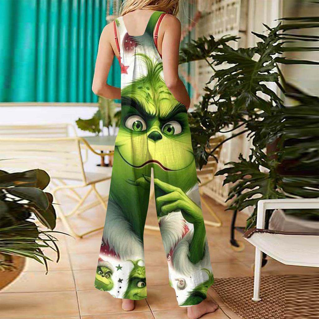 Dámská móda Vánoční potisk Ležérní Retro Bez rukávů Knoflíkový overal