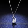 Luxury Solid Platinum PT950 1 Karat Moissanite Diamond Pendant Necklace Women's Swan Pendant Clavicle Chain