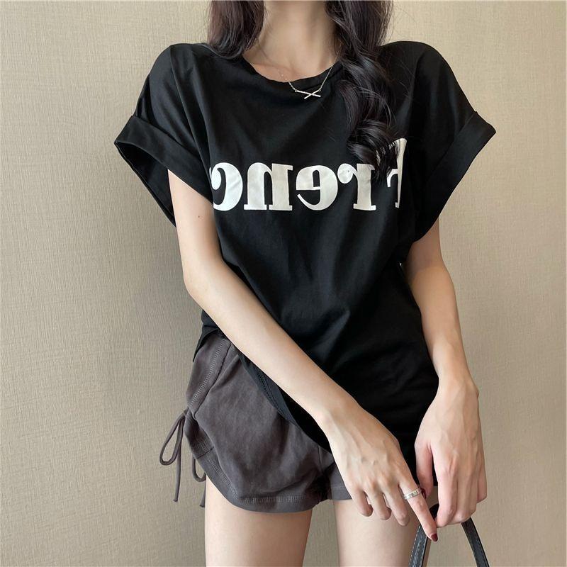Loose Short-sleeved T-shirt Women's Summer Design Sense Chic Retro Letter Printed Top