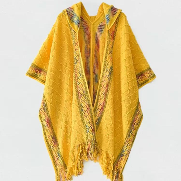 Kawanishi Yunnan Ethnic Yellow Shawl Cape Women's Outerwear