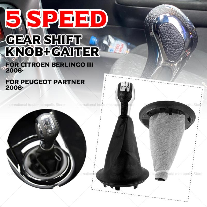 For Peugeot Partner 2008-on Car Gear Shift Knob Lever Shifter Stick Gaiter Boot Cover PU Leather For Citroen Berlingo III MK3