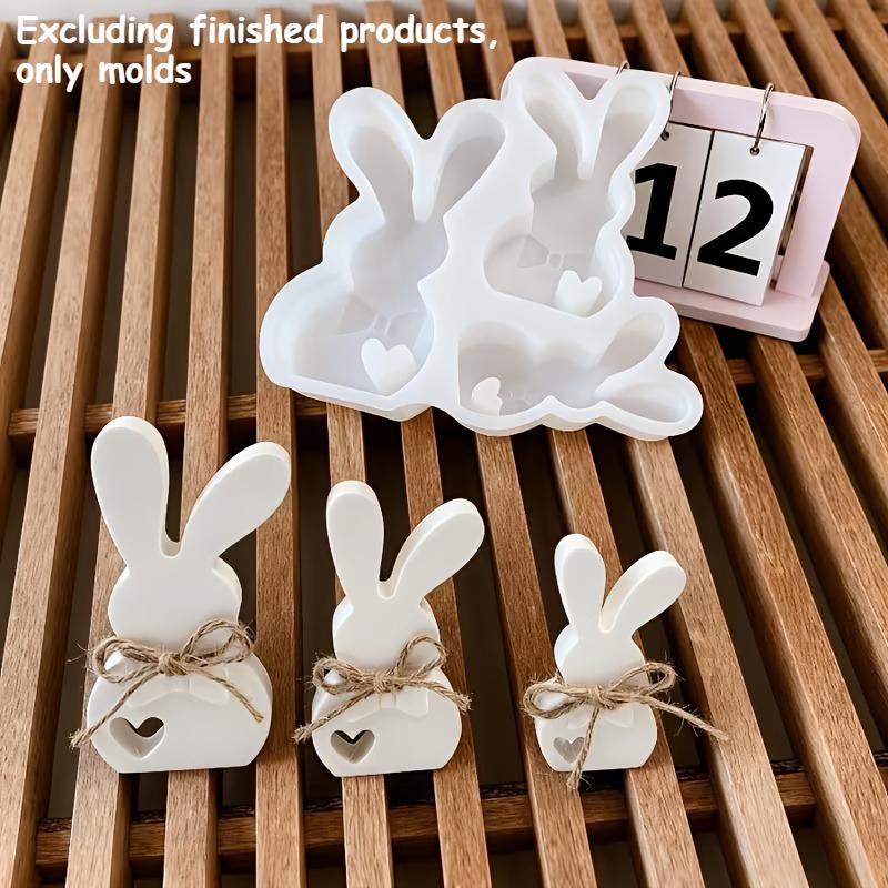 

3-in-1 Crooked-Eared Rabbit Mold | Easter Bunny Silicone Ornament Mold for Plaster Cement Resin Casting, Crafts & Festive Decor