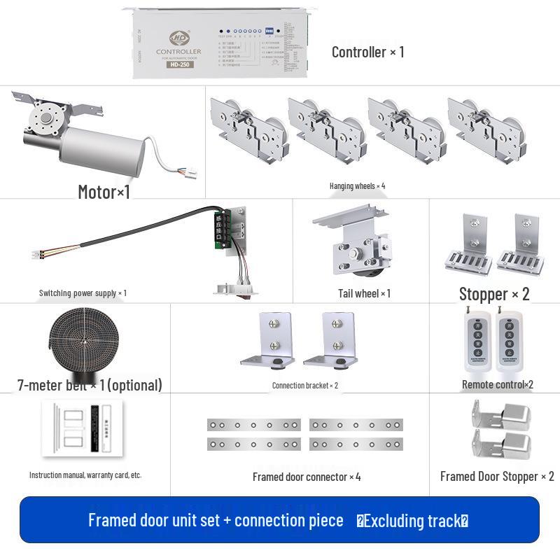 Haida Automatischer Schiebetürmotor für Glas mit Induktionsschiene, Komplettset mit 125 Einheiten