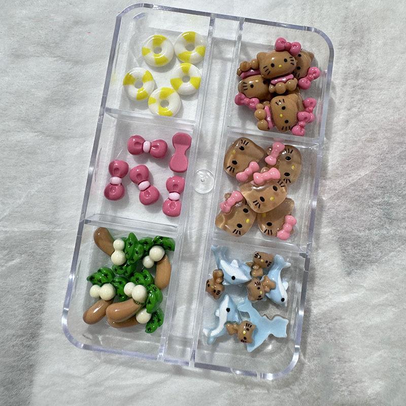 6/12Grids Kawaii Hawai Bow Resin Nail Diy Accessories Cute Nail Decorations Art 3D Diy Crafts Accesories Charms Accessories