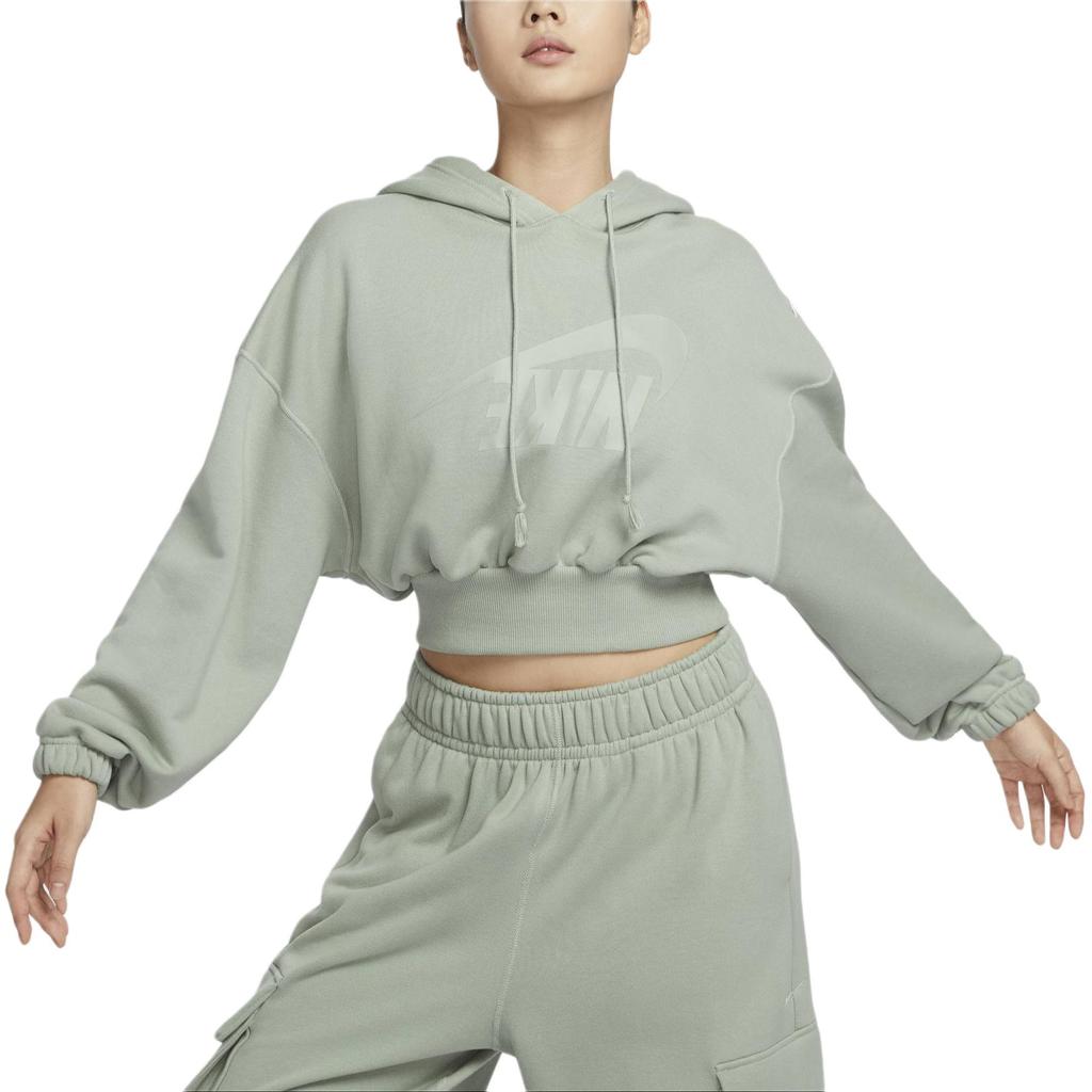 New Nike Sportswear Women's Oversized Cropped French Terry Pullover Hoodie FV7778-370