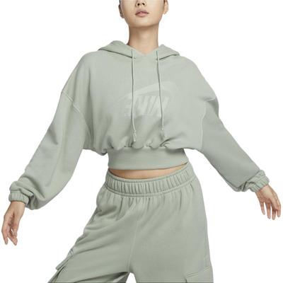 Padrão de Logotipo de Roupa Esportiva Casual Confortável Moletom Curto com Capuz Feminino hoodies Verde Horizonte FV7778-370