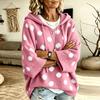 Women's Polka Dot Knit Hoodie Sweater with Drawstring Hood