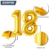 Number Balloon - Funfest - 18 Years - Gold - 100cm - Reusable Aluminum
