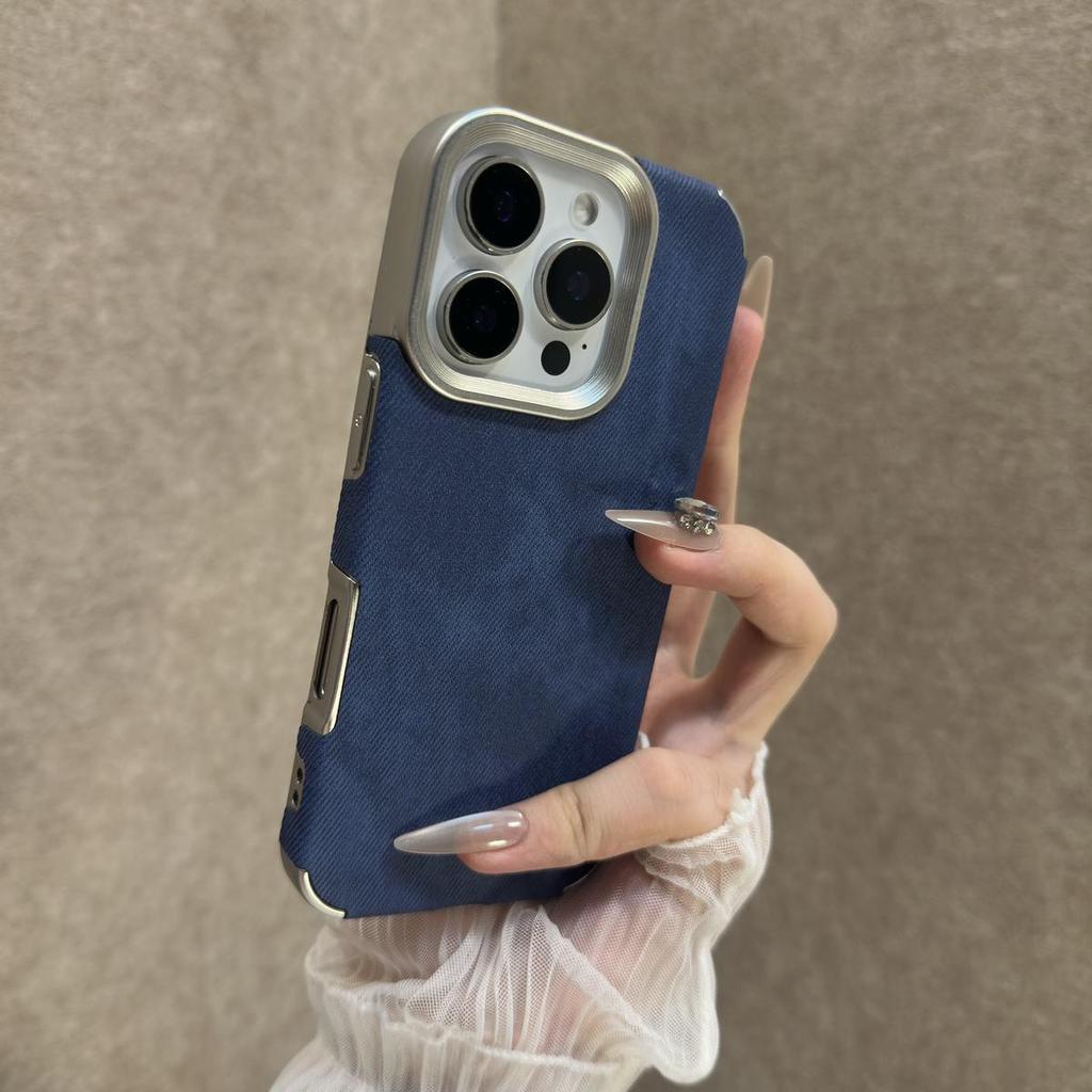 Retro Denim Soft Phone Case for iPhone 13/15/16/17 Pro Max - Stylish Full Coverage Unisex