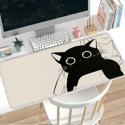 Rubber Mouse Pad Computer Laptop Pad Office Pad Game Console Pad Desk Accessories Keyboard Mouse Pad Black Cute Cat