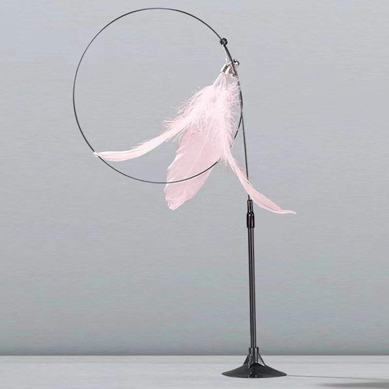 Cat Toys Interactive Cat Toy Steel Wire Feather Toys for Cats Stick Suction Cup Feather Cats Toy with Bell Teaser Pet Products