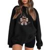 Women's Neck Long Sleeve Sweatshirt Casual Loose Fit Color Pullover with Halloween Print