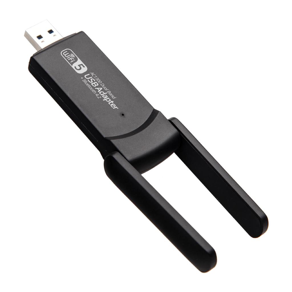 Dual-Band USB 3.0 Wireless Network Card with Bluetooth 4.2, 1300M Gigabit WiFi Receiver & Transmitter