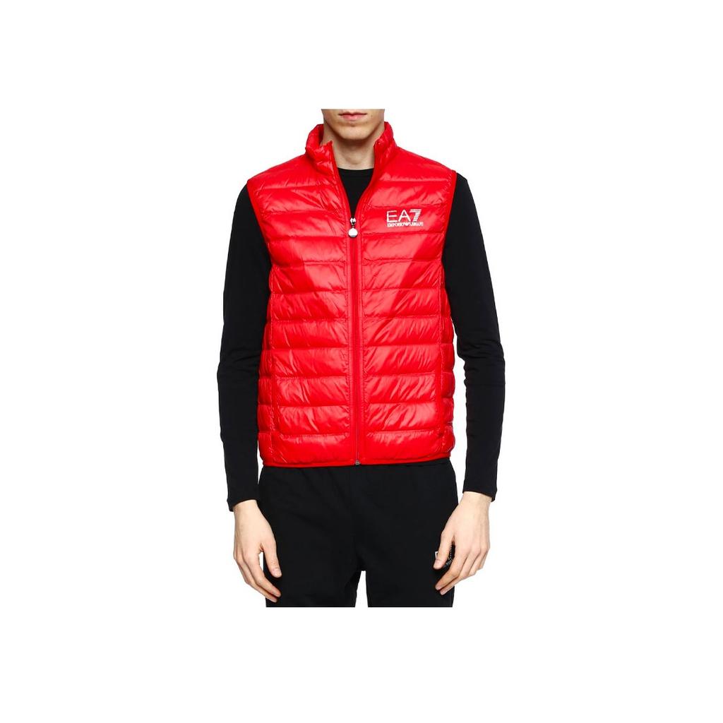 Emporio Armani EA7 Letter Print Stand Collar Zipper Down Vest Men Vest Red 8NPQ01-PN29Z-1451