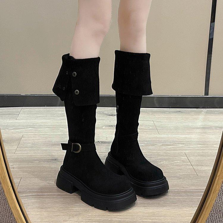Retro versatile small man over the knee thick heel thick-soled boots women s 2025 new summer height-increasing and thin knight boots 35 6980₽