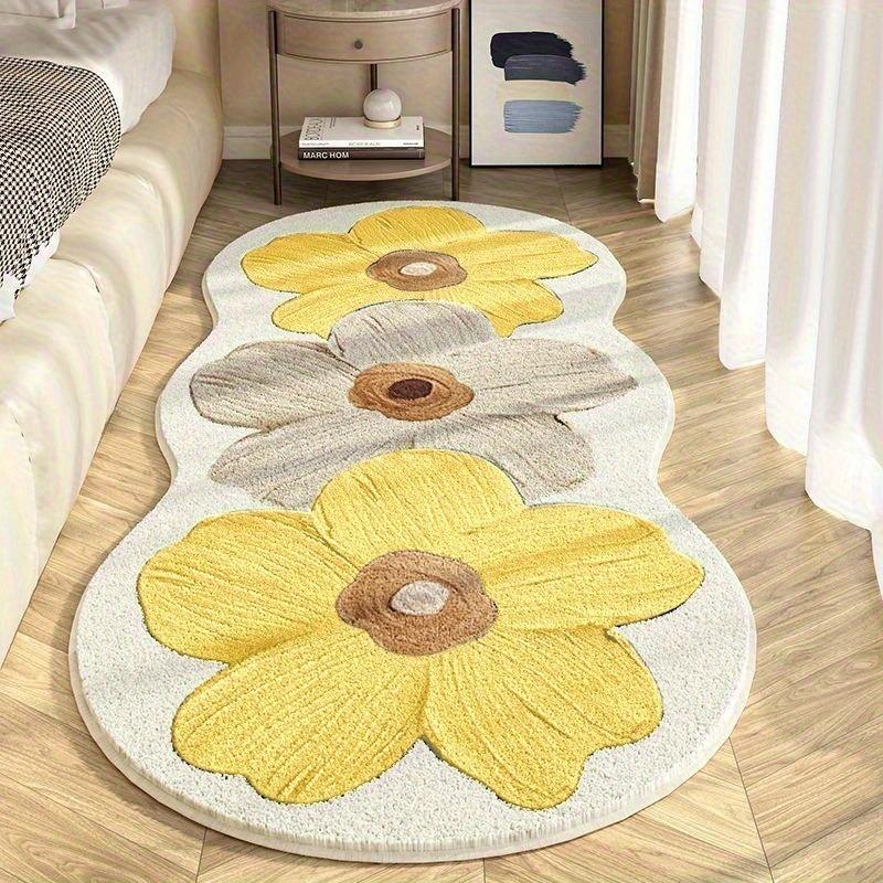 Bedroom Carpet Bedside Floor Mat Pink Flower Rug Cute Fluffy Soft Foot Mats Sweet Japanese and Korean Style Home Decoration Rugs