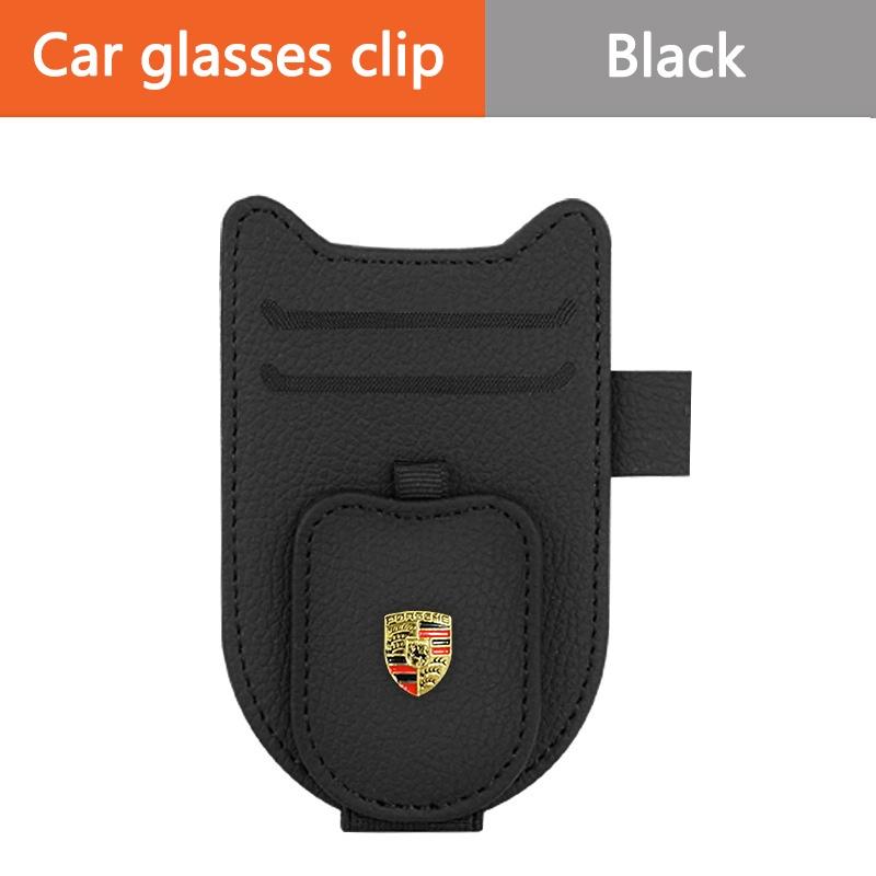 AAOO1 Car Sunglasses Clip Sun Visor Glasses Holder Card Holder for Porsche Cayenne Macan 718 Cayman Boxster Panamera Auto Accessories