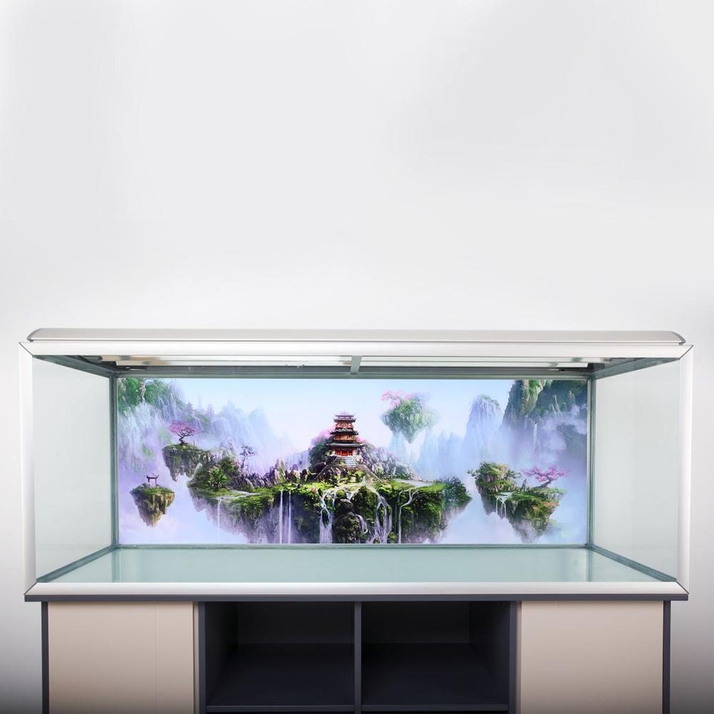 PVC Waterproof Adhesive Sky Castle Pattern Aquarium Background Poster Sticker Fish Tank