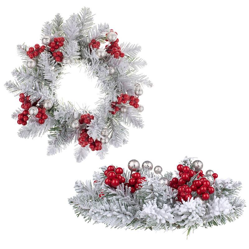 1PC Tabletop Decor Christmas Holiday Centerpiece Christmas Wreath With Candle Holder