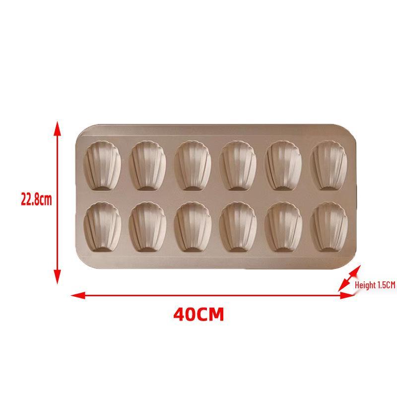 12-Cavity Non-Stick Madeleine Seashell Baking Mold, Thickened Carbon Steel Pan