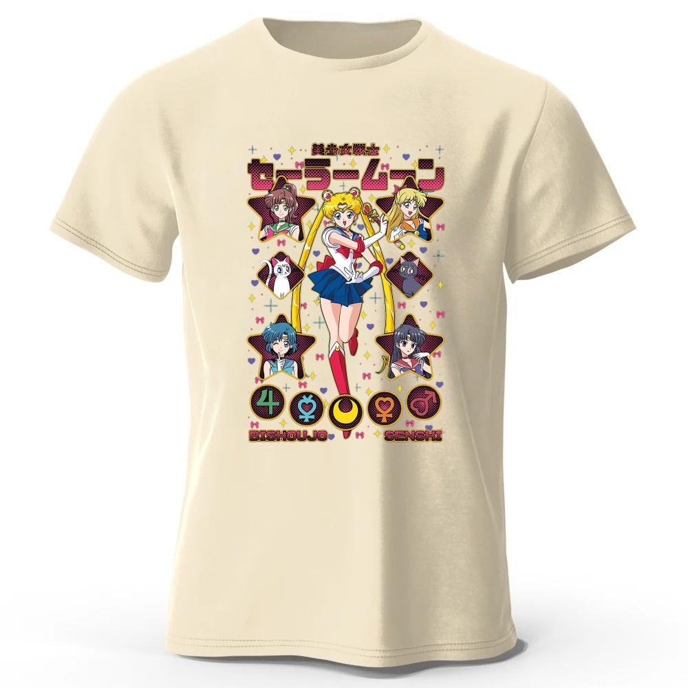 Sommer Neues Sailor Moon Retro Stil Reines Baumwoll T-Shirt Herren Damen Tägliche Mode Lässig Bequem Übergröße Kurze Ärmel