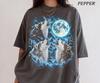 Three Huskies Moon T-Shirt, Vintage Huskies Full Moon Howling Tee, 90s Animal Graphic Tee, Husky Lover Gift, Galaxy, Comfort Colors Shirt