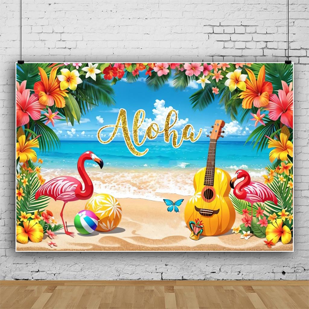 Summer Hawaii Beach Backdrop Tropical Flowers Aloha Luau Sea Surfboard Holiday Party Birthday Photography Background Decor Props