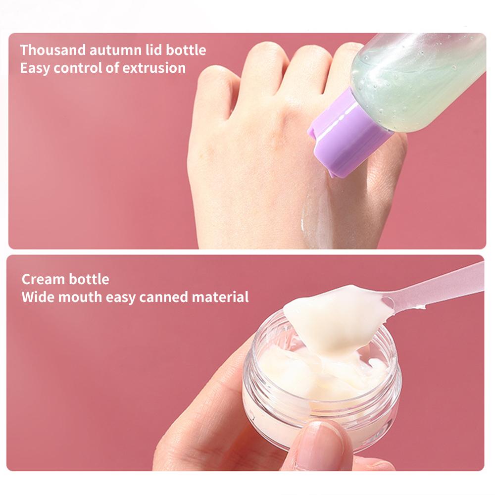 6 ks Sada cestovních lahviček Kosmetika Pleťové mléko Šampon Koupelový gel Zubní pasta Cestovní Přenosné Vodotěsné Těsnění Cestovní potřeby