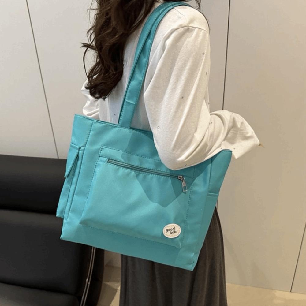 Light Weight Large Capacity Tote Bag Solid Color Student Handbag Trendy Women's Shoulder Bag  Girls