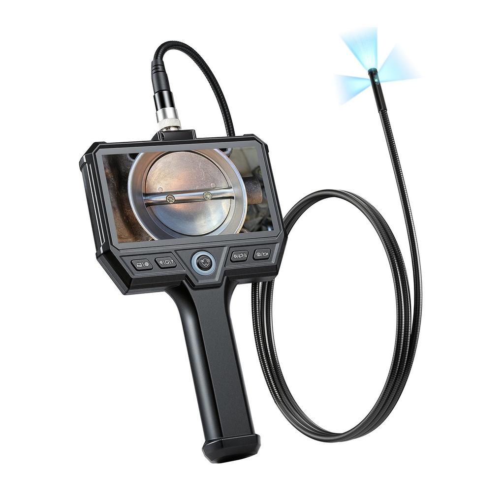 Triple Lens Endoscope with Light, 5" HD IPS Screen Industrial Borescope Camera, 8 + 2 LED Lights, 8X Zoom, 5000mAh, IP67 Waterproof Inspection Snake