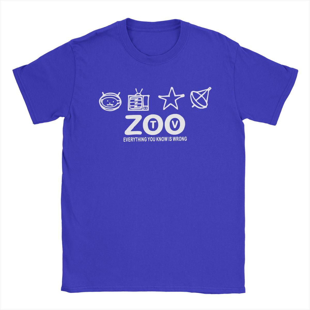 

Мужская футболка U2 Zoo Band, топы из чистого хлопка, модные футболки с коротким рукавом и круглым воротом, футболки 4XL 5XL S синий