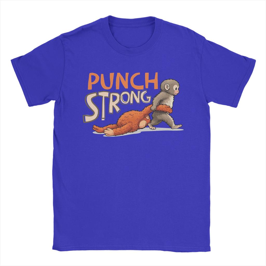 Unisex TShirt Baby Monkey Punch Strong Funny Cotton Tees Short Sleeve T Shirts Round Collar Clothing Printed