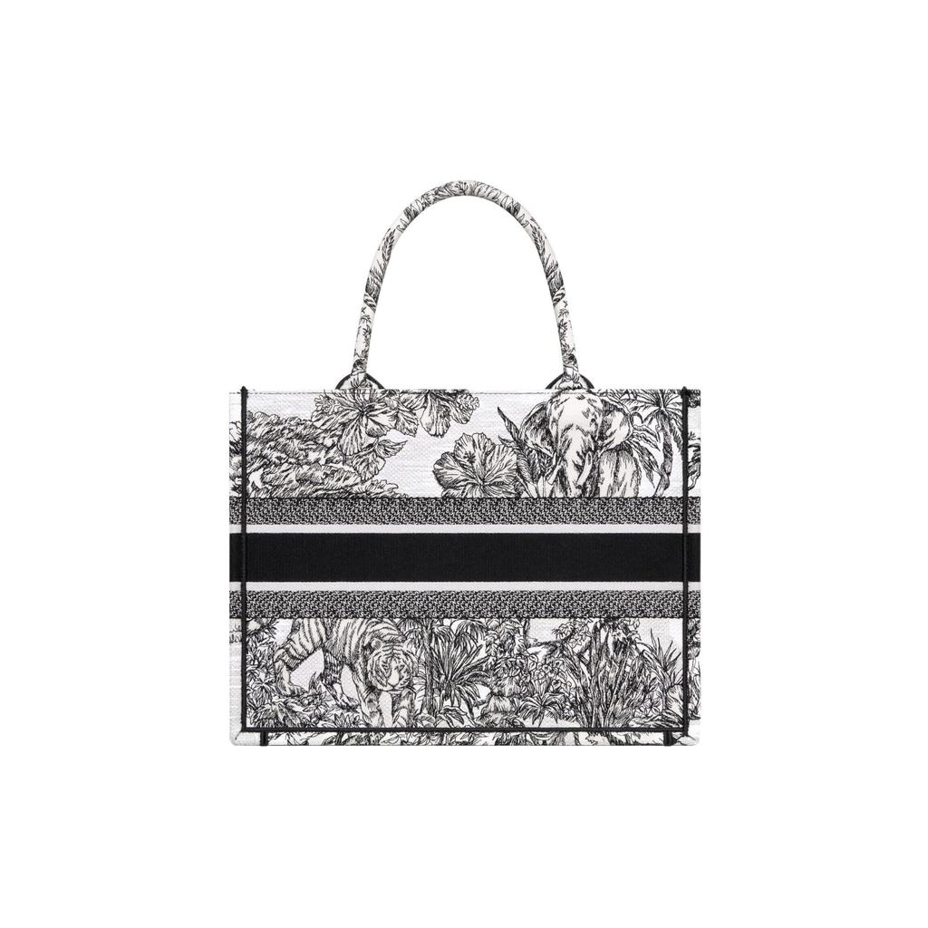 Dior BookTote Embroidery Tote Bag, Shopping Bag, Handbag Medium Women's Black/White M1296ZEUP-M041