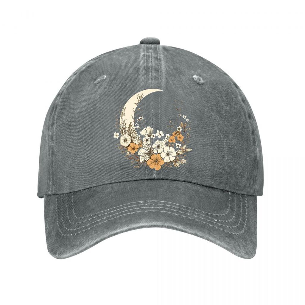 Vintage květinový měsíc plátno nástěnné umění vybledlá baseballová čepice venkovní pro ženy Unisex FeUnisex