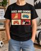 Dogs and Gaming Shirt, Retro Controller Tee, Gamer Gifts, Golden Retriever Border Collie Design, Puppy Lover Birthday, Video Game Fan Outfit