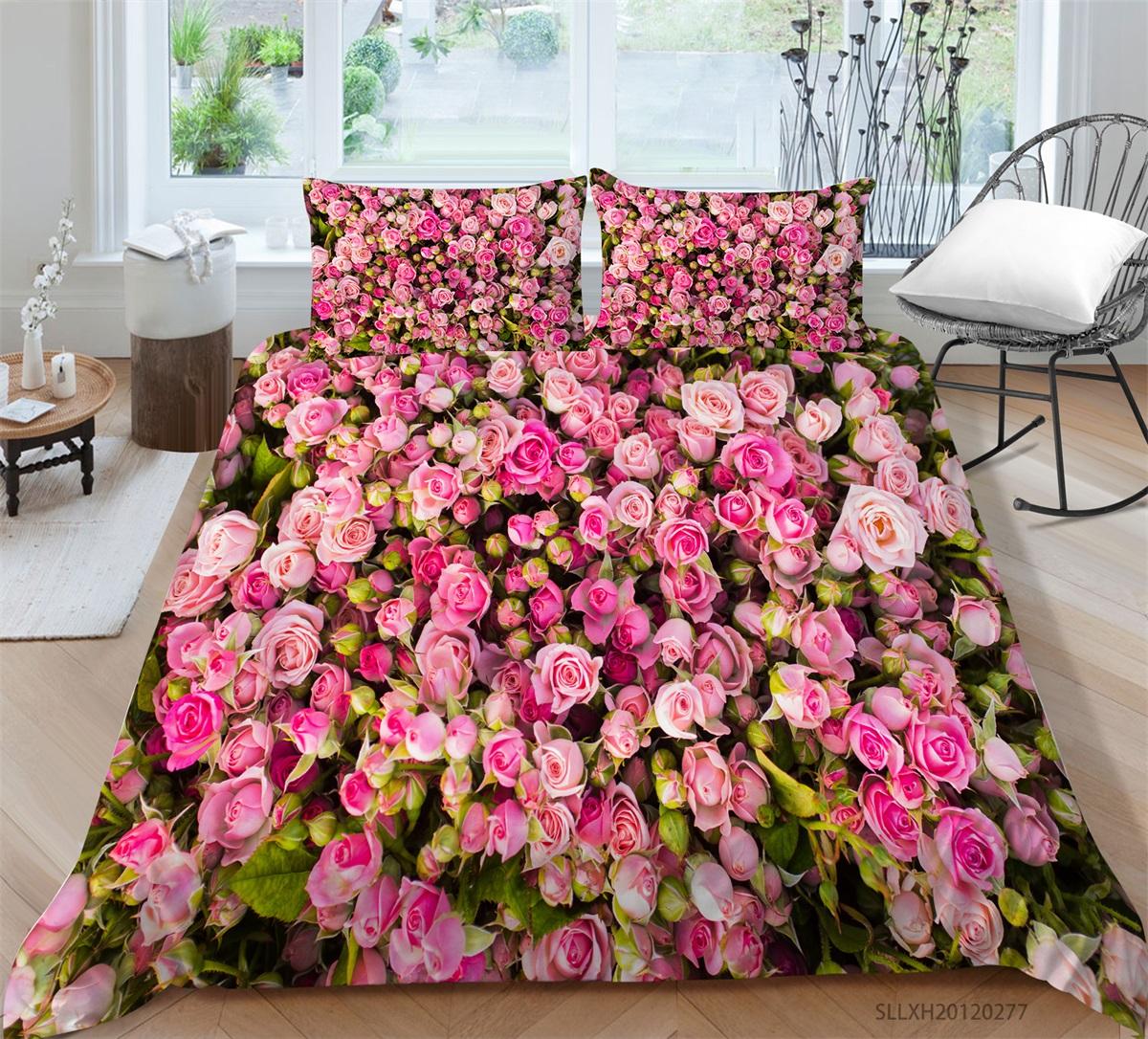 

Постельное белье с розой, 3D-печать цветов, пододеяльник и наволочка, комплект постельного белья для спальни с молнией, моющееся украшение для дома Baby 100x135cm