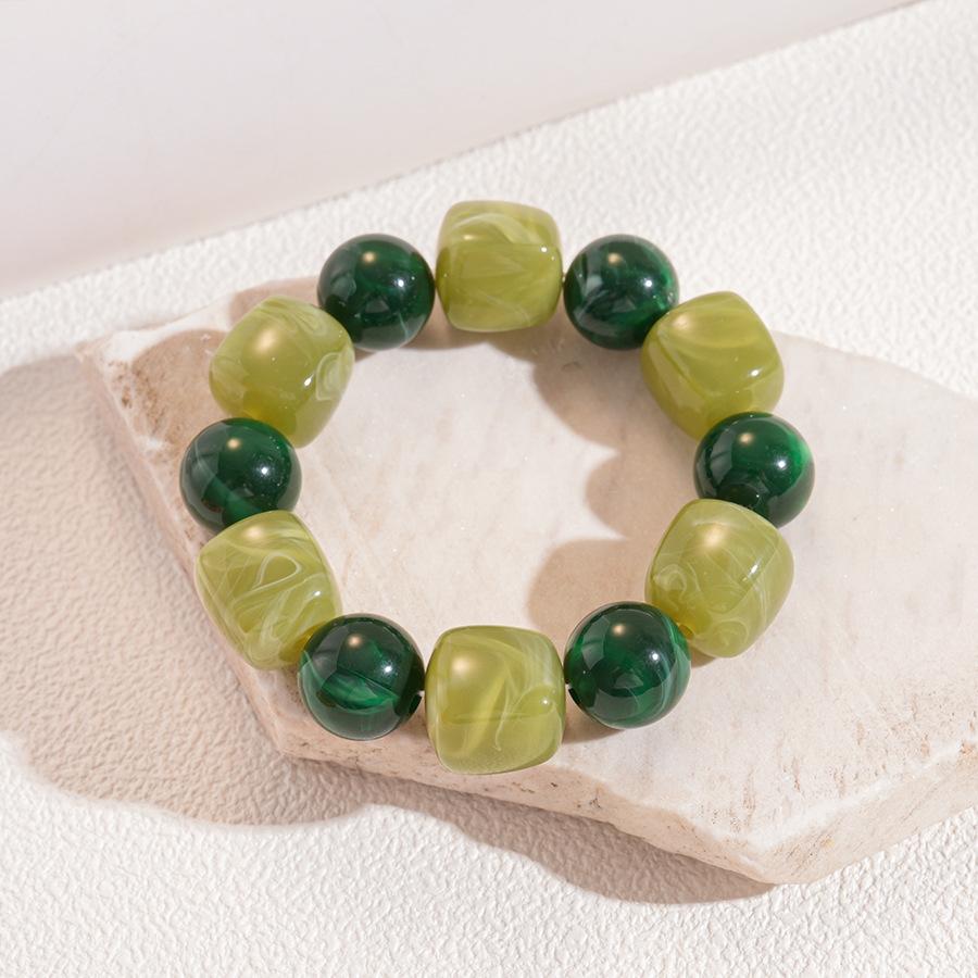 Red Purple Orange Green Acrylic Square Circle Beads Chain Bracelet Bangle for Women Handmade Jewelry Waterproof Jewelry Gift