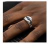 Adjustable Open Ring Men Women Vintage Hip Hop Geometric Crack Design Blue Sapphire Accent Plated