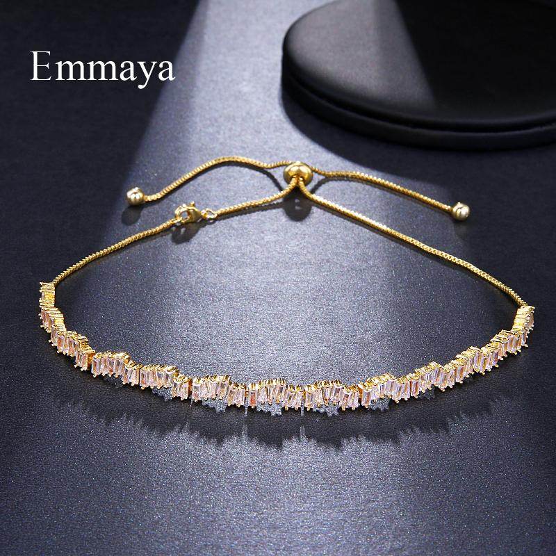 Emmaya Fashion Jewelry Rose Gold Rectangle Zirconia Necklace/Torques For Women Party Gift