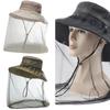 Breathable Polyester Sun Hat Wide-Brimmed Sunshades Hat Mozzies Hat Net Face for Fishing and Outdoor