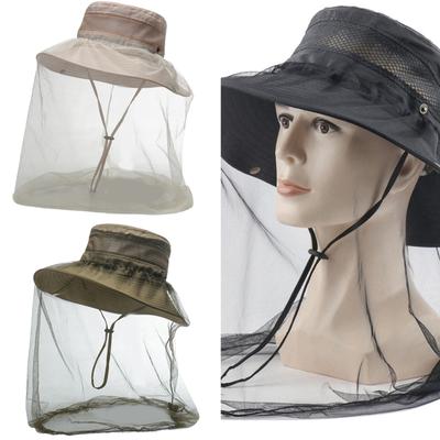 Breathable Polyester Sun Hat Wide-Brimmed Sunshades Hat Mozzies Hat Net Face for Fishing and Outdoor