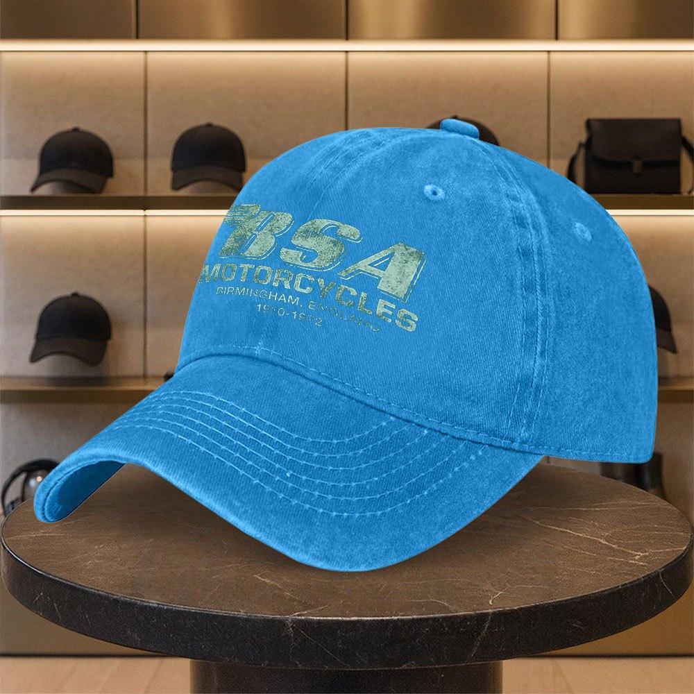 BSA Motorcycle Print Washed Baseball Cap Unisex Vintage Duckbill Hat