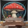 Landscape Wall Tapestry Red Spotted Fly Agaric Mushroom Forest Folk, Black Red, Wide Decor for Adult Bedroom Gift