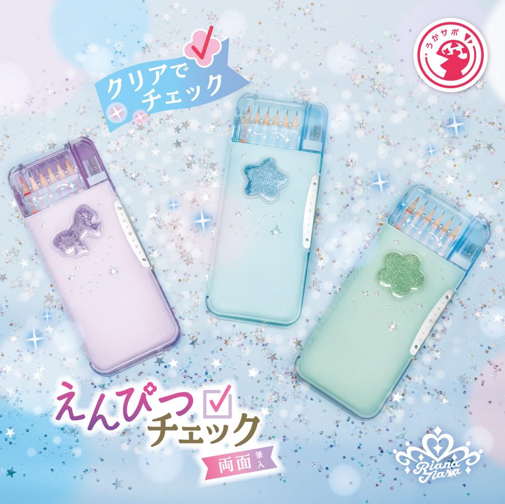 Sonic Pencil Pencil Pencil Glitter Liana Case, Check, Double-Sided Holder, Puri-ke, Ukasapo, Tiara, Violet, FD-1046-V