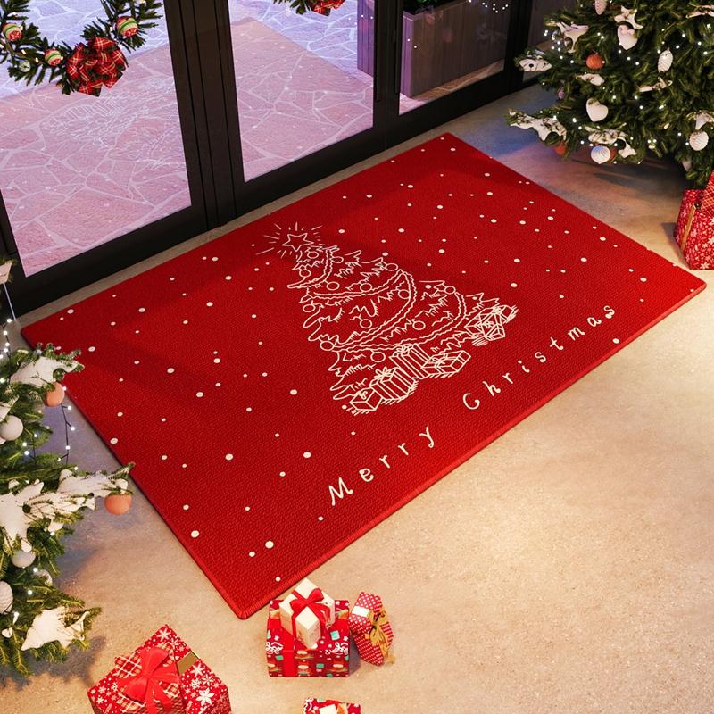 VIKAMA Christmas Durable Anti-Slip Floor Mat for Bedroom, Living Room, Entrance Door - Washable, Non-Greasy, Home Decoration