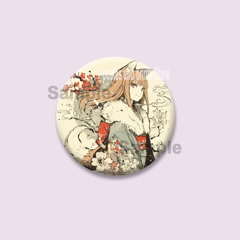 Cute Anime Spice and Wolf Enamel Badges Cartoon Manga Brooches for Backpacks Clothing Jewelry Accessories Circular Lapel Pins