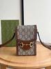 Vintage 1955 Mini Crossbody Bag: Genuine Leather Horsebit Design with Flower Box Pattern