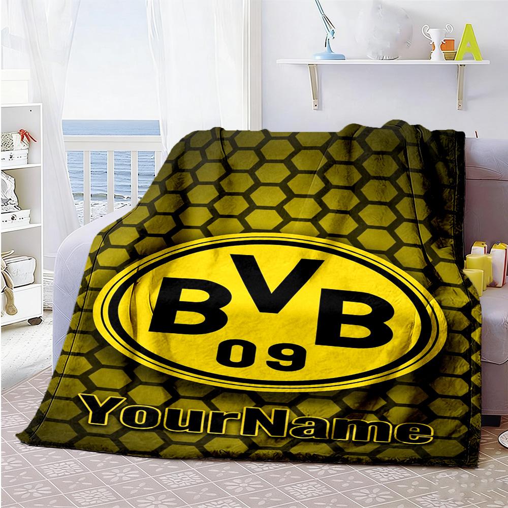 Borussia Dortmund Personalized Text Blanket Cozy Customizable Blanket Soft & Cozy Suitable for Couch Bed Home Decor Picnics for All Occasions