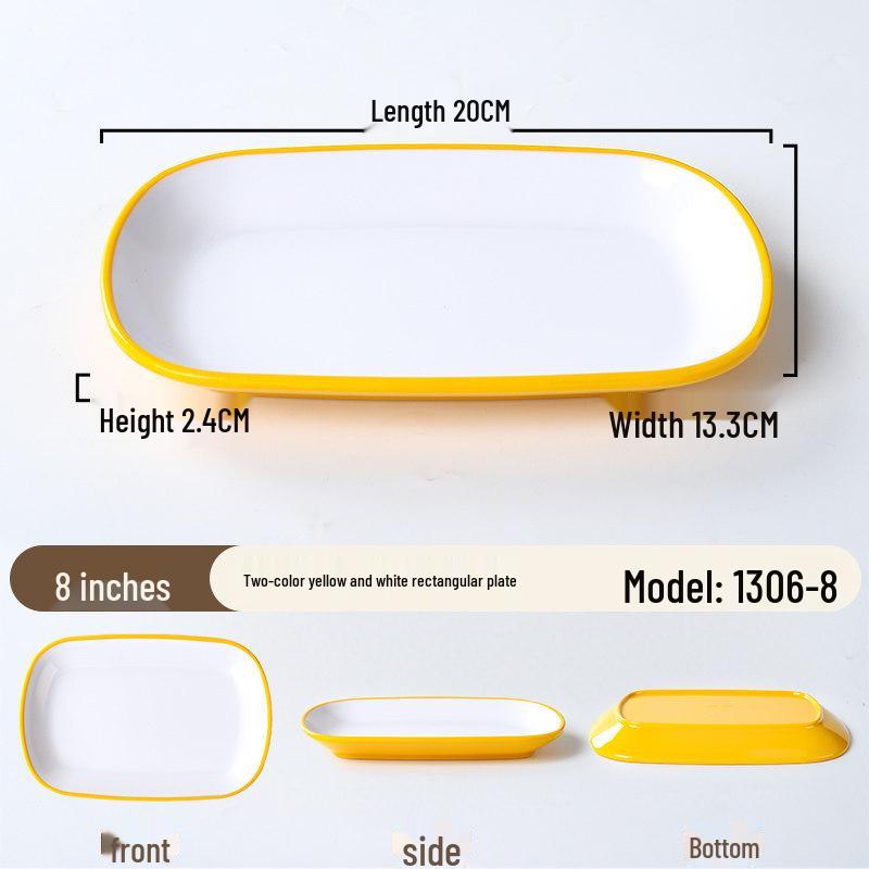 A8 Melamine Rectangular Plate for Rice, Noodles, BBQ, and Hot Pot.